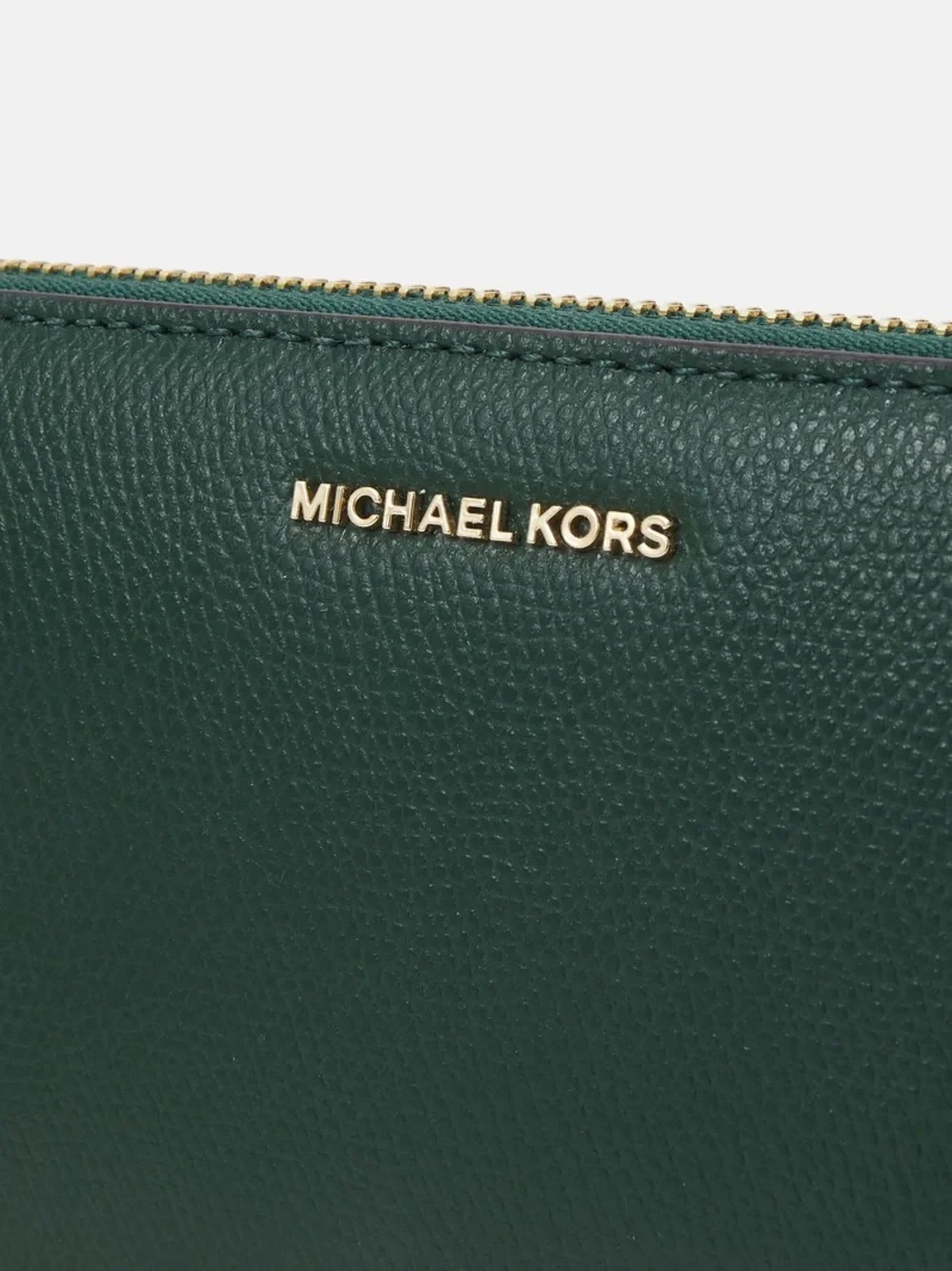 MICHAEL Michael Kors Dark Green Zip-Around Leather Wallet with Gold Hardware NWT